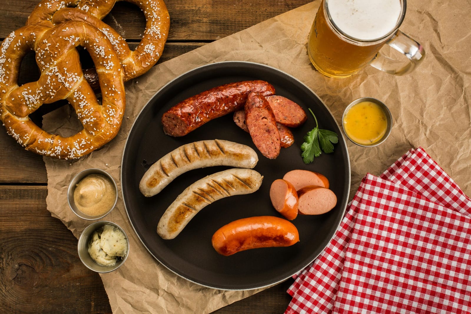 german beer and sausage