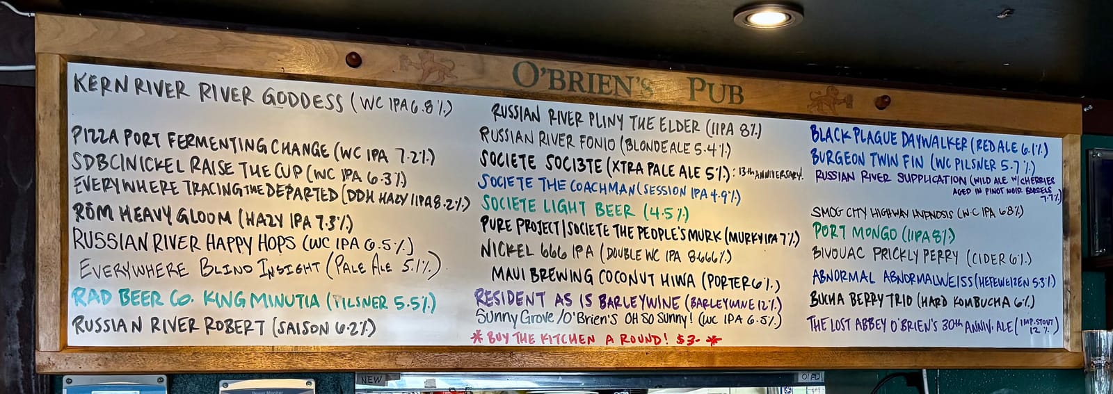 obriens pub menu